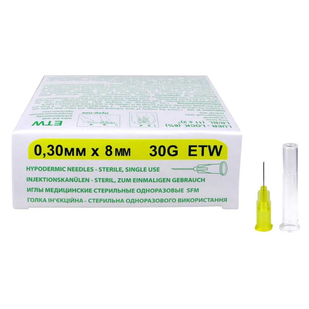 SFM Sterile Disposable Medical Needles 30G 0.3 mm x 8 mm ETW 50 pcs.
