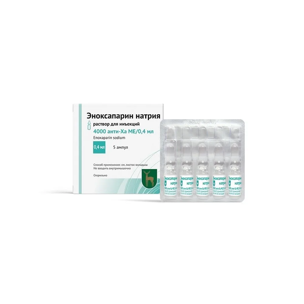Enoxaparin sodium 4000 anti-Xa IU/0.4 ml 5 pcs. ampoules solution for injection 0.4 ml