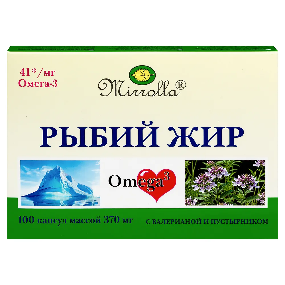 Mirrolla fish oil with valerian and motherwort oil extract 100 capsules 370 mg