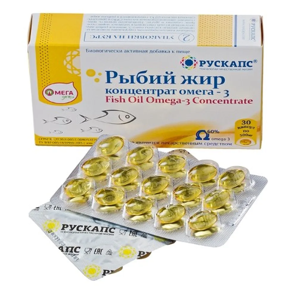 Omega-3 Fish Oil Concentrate Omegadeti 30 Capsules 500 mg