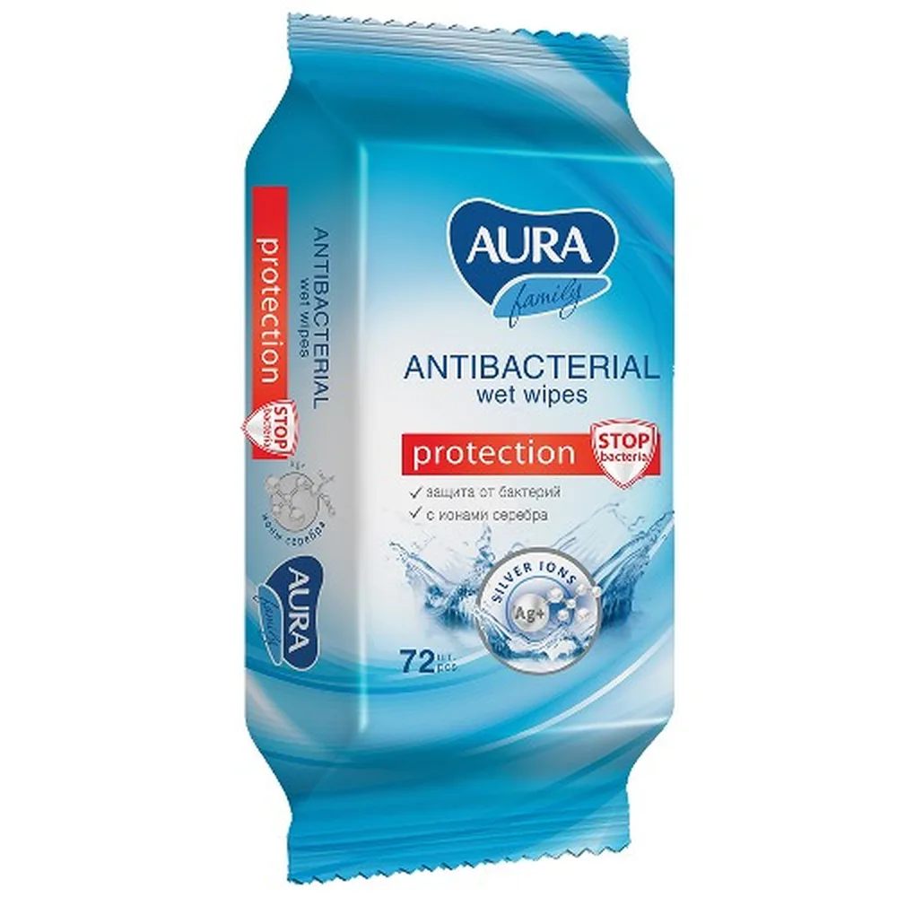Aura antibacterial wipes 72 pcs