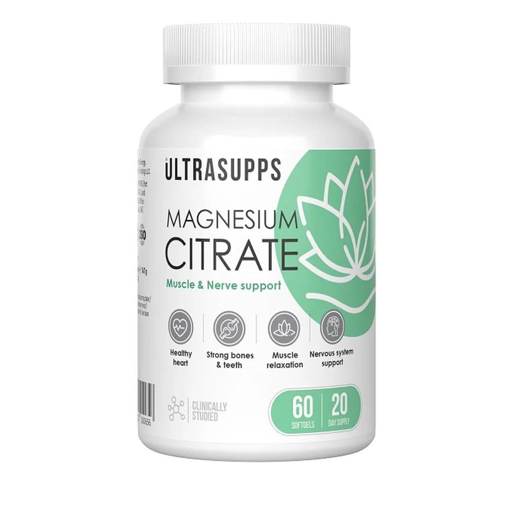 Ultrasupps magnesium citrate 60 capsules 2450 mg/jar