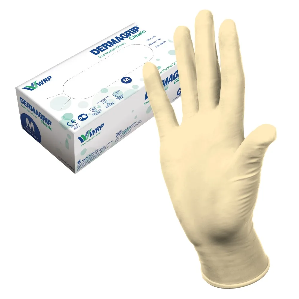 Dermagrip latex examination gloves non-sterile powder-free size M 50 pairs