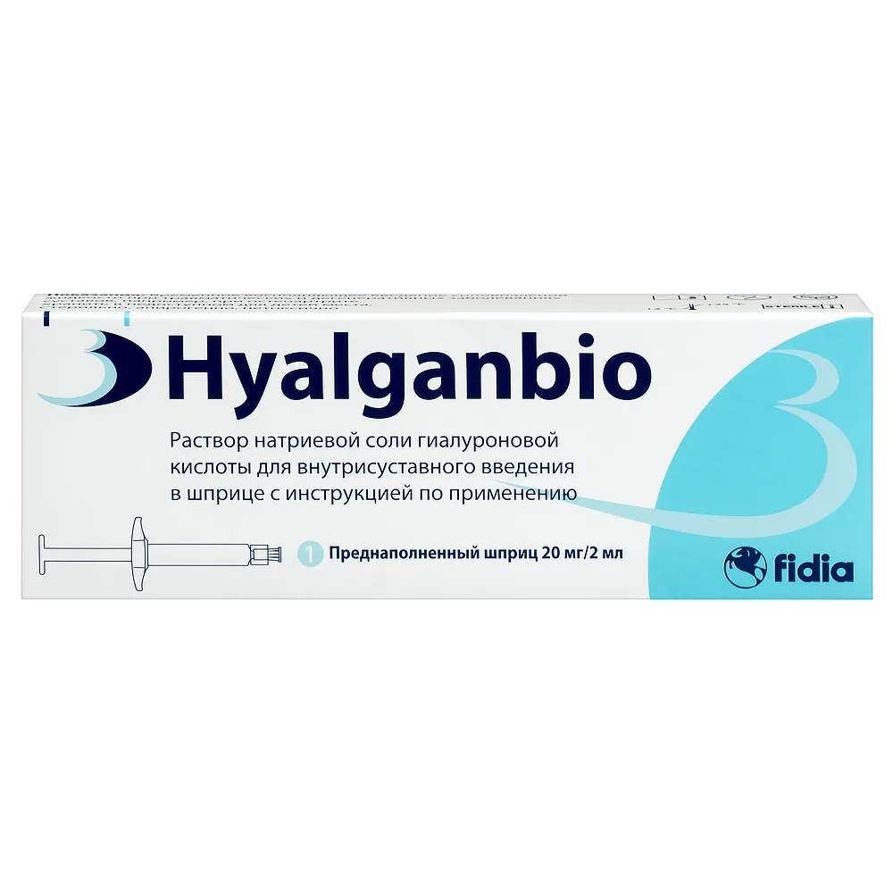 Hyalganbio sodium hyaluronate solution for intra-articular injection 20 mg/2 ml 1 pc. syringe
