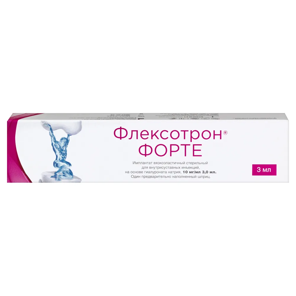 Flexotron Forte Viscous Elastic Implant Sterile for Intra-Articular Injections Based on Sodium Hyaluronate 10 mg/ml 3 ml 1 pc. syringe