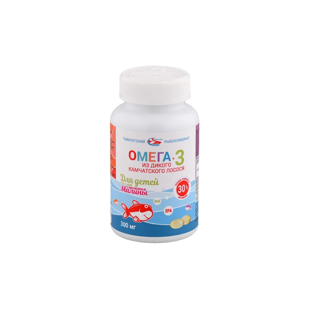 Salmonica Omega-3 from Wild Kamchatka Salmon for Children from 3 Years 300 mg 250 pcs. Capsules/Raspberry