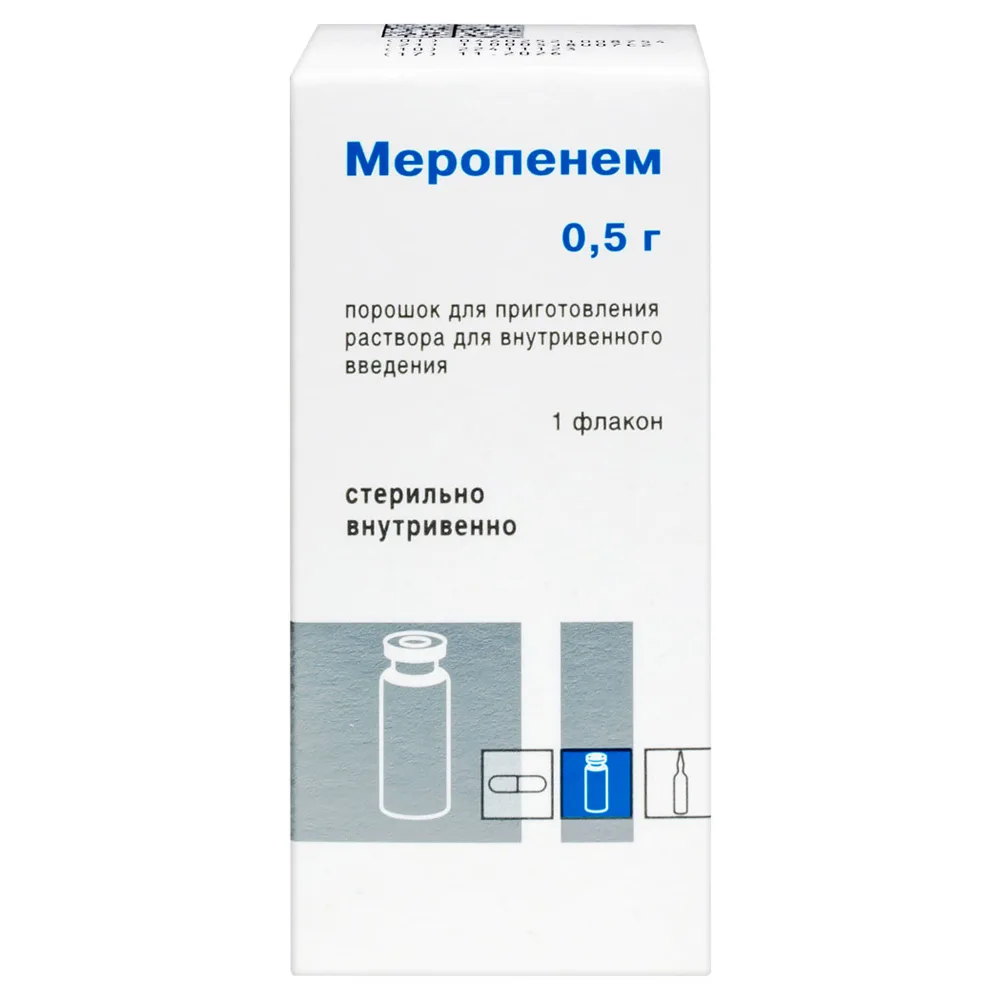 Meropenem 500 mg powder for solution for intravenous administration vial 1 pc.