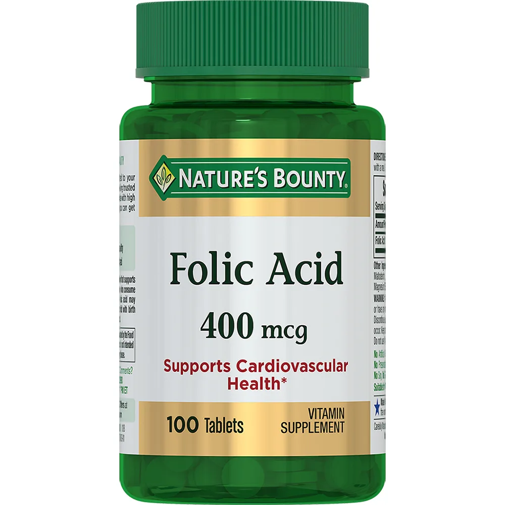 Nature's Bounty Folic Acid 400 mcg 100 tablets