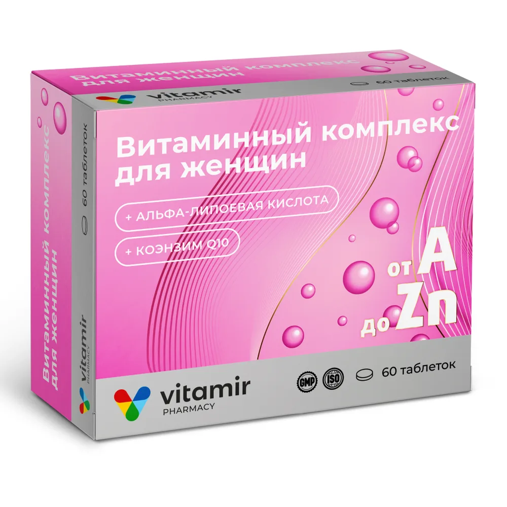 Vitamir Vitamin Complex A-Zn for Women 60 coated tablets 1100 mg
