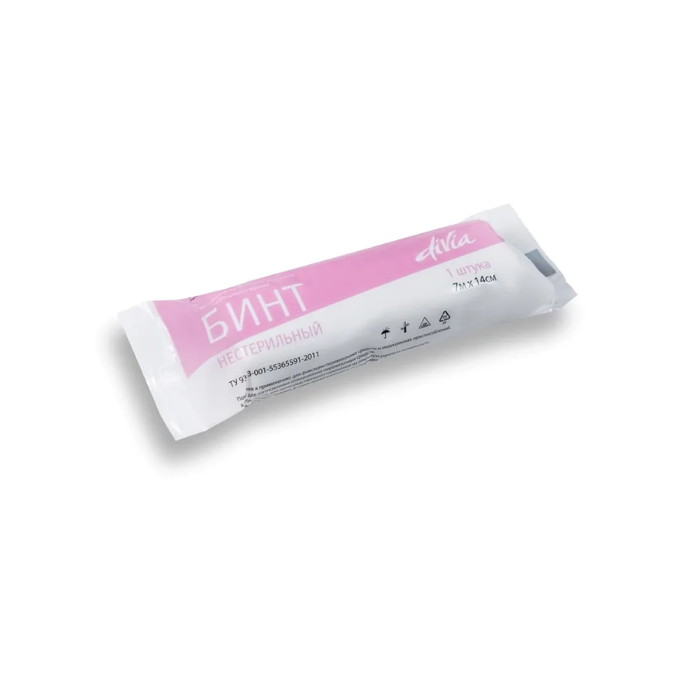 Non-sterile medical bandage made of non-woven material with non-fraying edges 7 m x 14 cm/divia