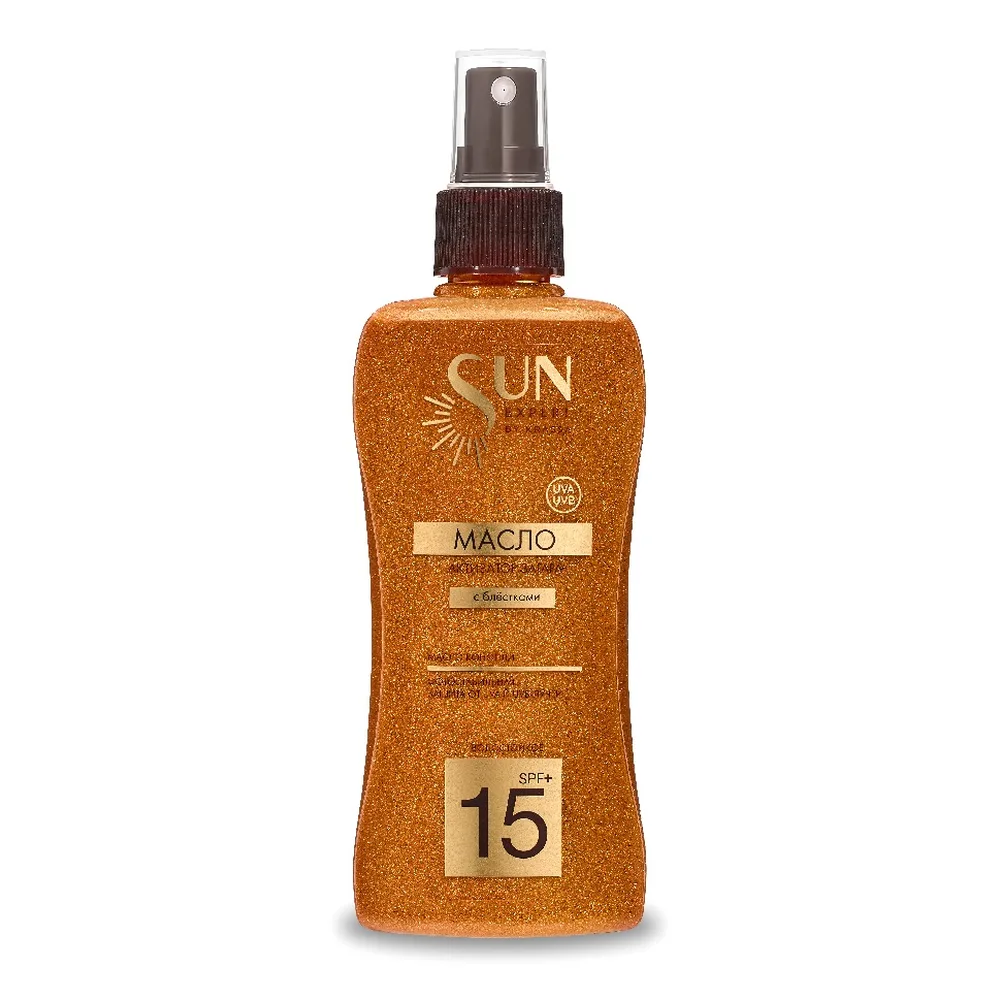 Krassa Sun Expert Tanning Activator Oil SPF 15+ with Glitter 180 ml