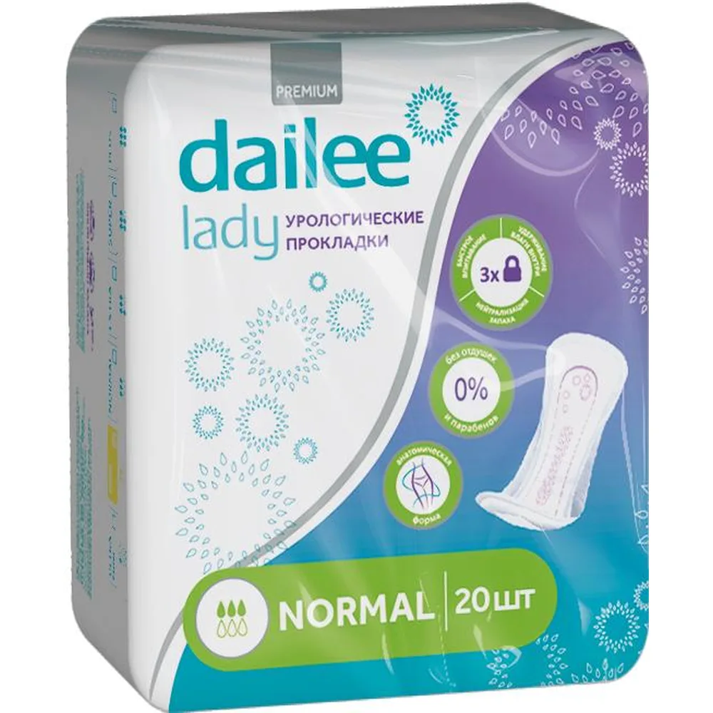 Dailee Lady Urological Pads for Women Light to Moderate Incontinence Normal 20 pcs.