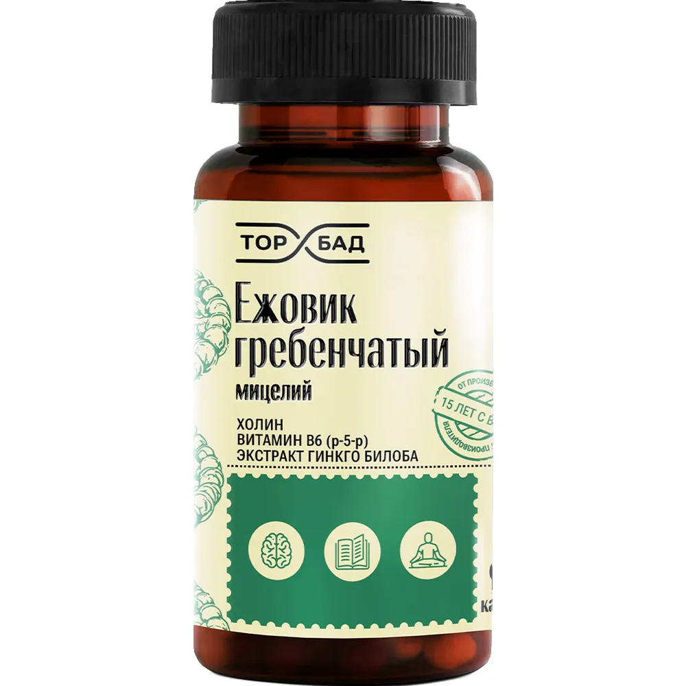 Torbad Hericium Erinaceus with Choline, Vitamin B6, and Ginkgo Biloba Extract 90 Capsules 500 mg