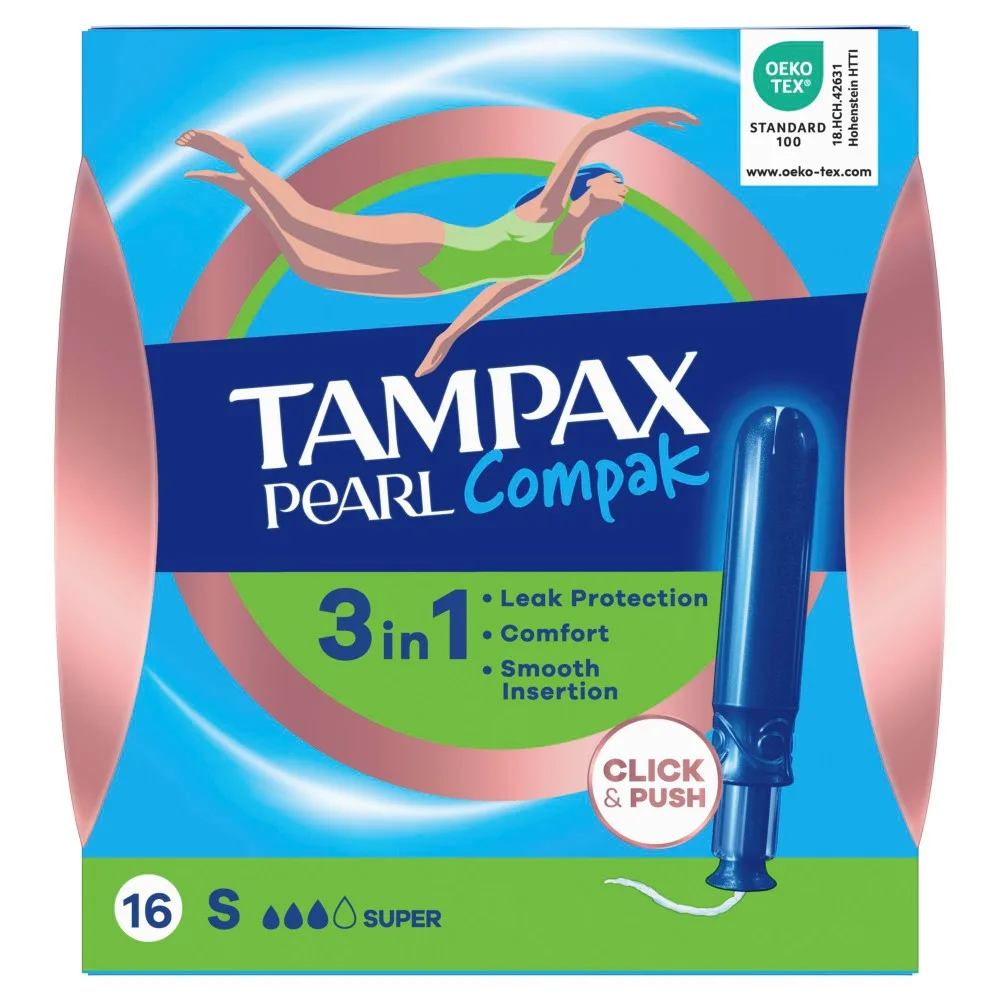 Tampax Compak Pearl Super Tampons with Applicator 16 pcs.