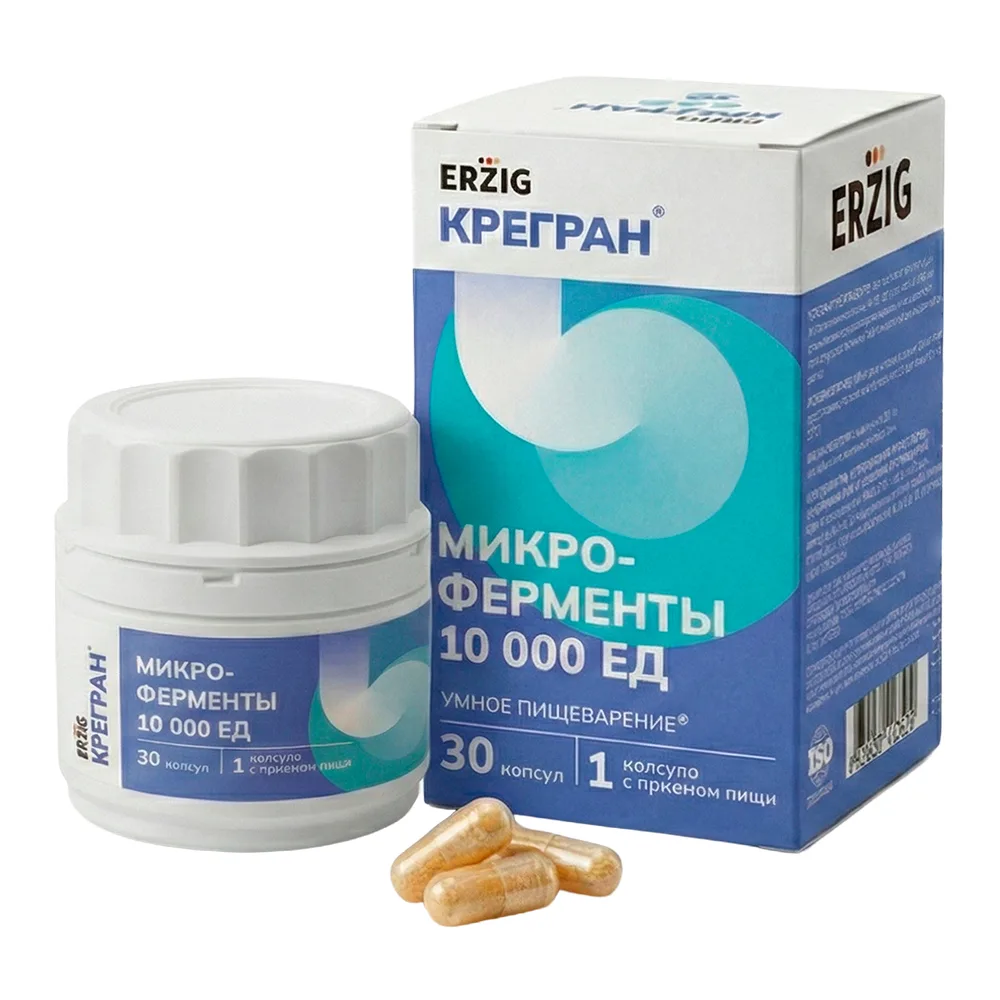 Erzig Kregran Microenzymes 10000 IU 30 capsules 230 mg