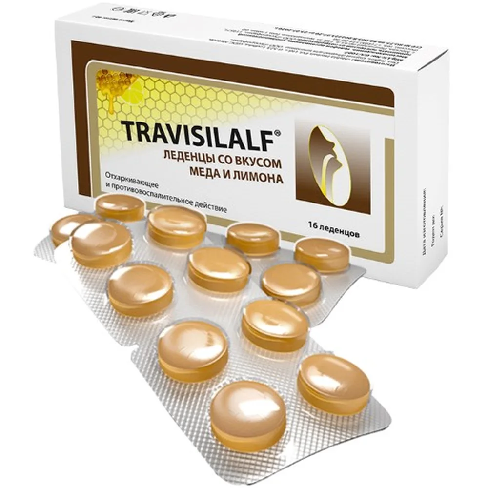 Travisilalf Honey and Lemon Lozenges 16 pcs 2.5 g each