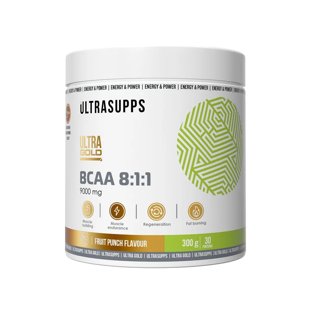Ultrasupps Ultra Gold BCAA 8:1:1 300 g Powder Fruit Punch Flavor/Can