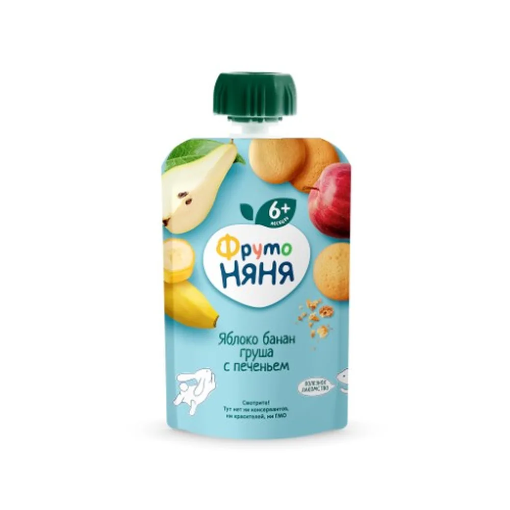 FrutoNyanya puree of apples, bananas, and pears with cookies 90 g