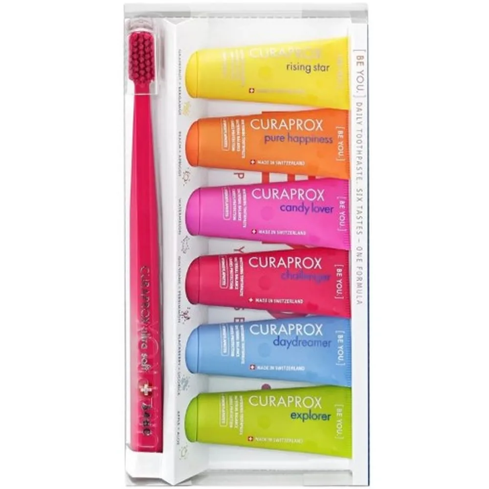 Curaprox toothpaste kit six flavors 10 ml 6 pcs. + ultrasoft toothbrush