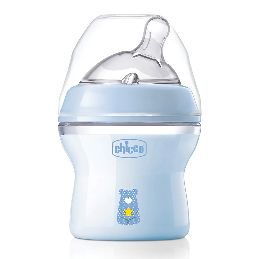Chicco Natural Feeling Feeding Bottle Silicone Nipple Angled 0+ 150 ml/Blue