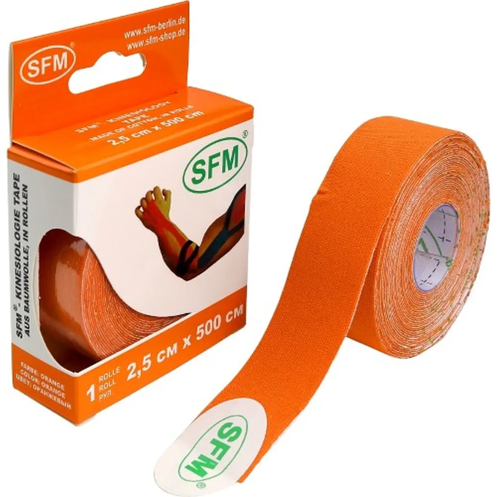 SFM-Plaster Kinesiology Tape on Cotton Base Roll 2.5x500 cm 1 pc./Orange/Kinesio Tape