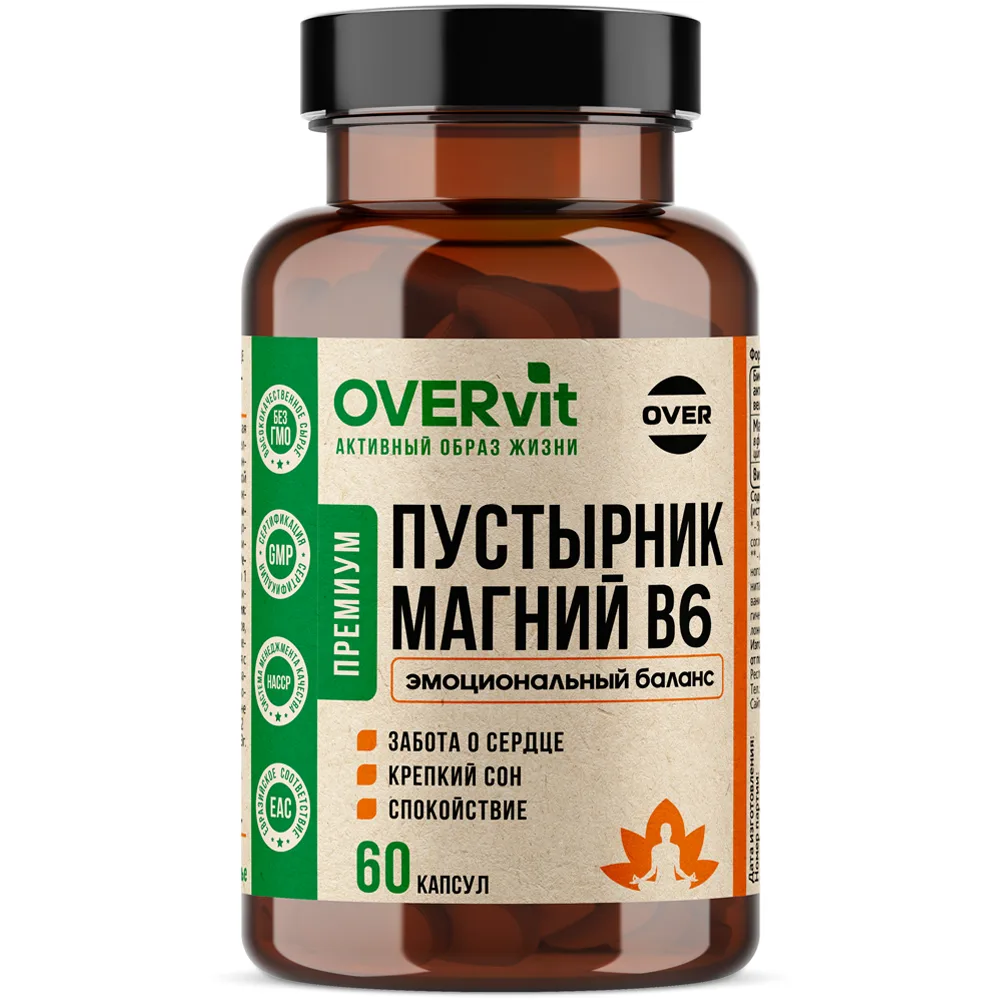 Overvit Motherwort + Magnesium + Vitamin B6 60 capsules 640 mg