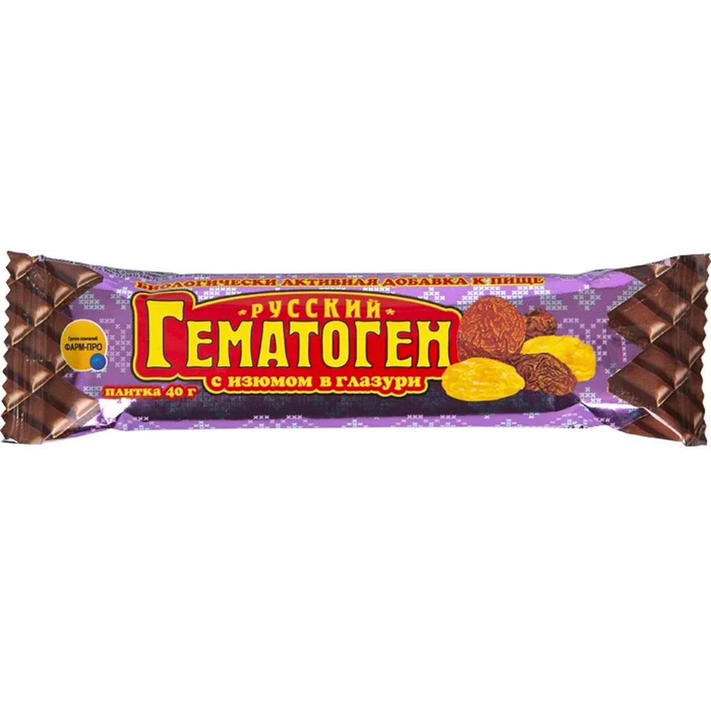Hematogen Russian/Raisin + Chocolate/40 g Bar
