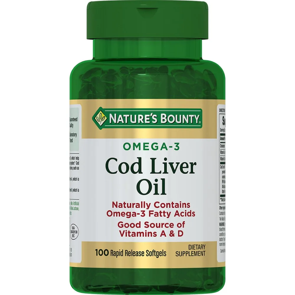 Nature's Bounty Cod Liver Oil 100 Softgels 629 mg