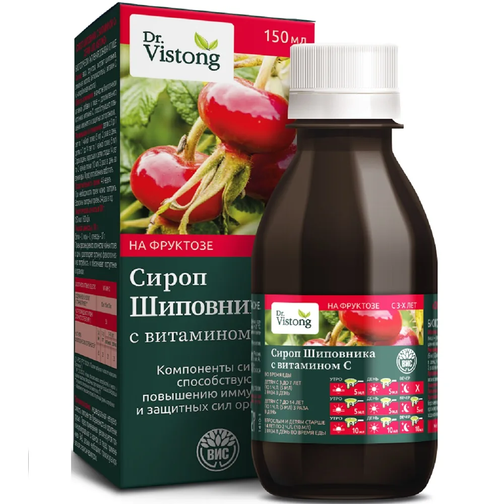 Dr. Vistong rosehip syrup with vitamin C 150 ml bottle