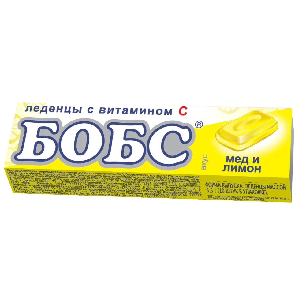 Bobs Honey-Lemon Flavor Hard Candies 10 pcs 3.5 g