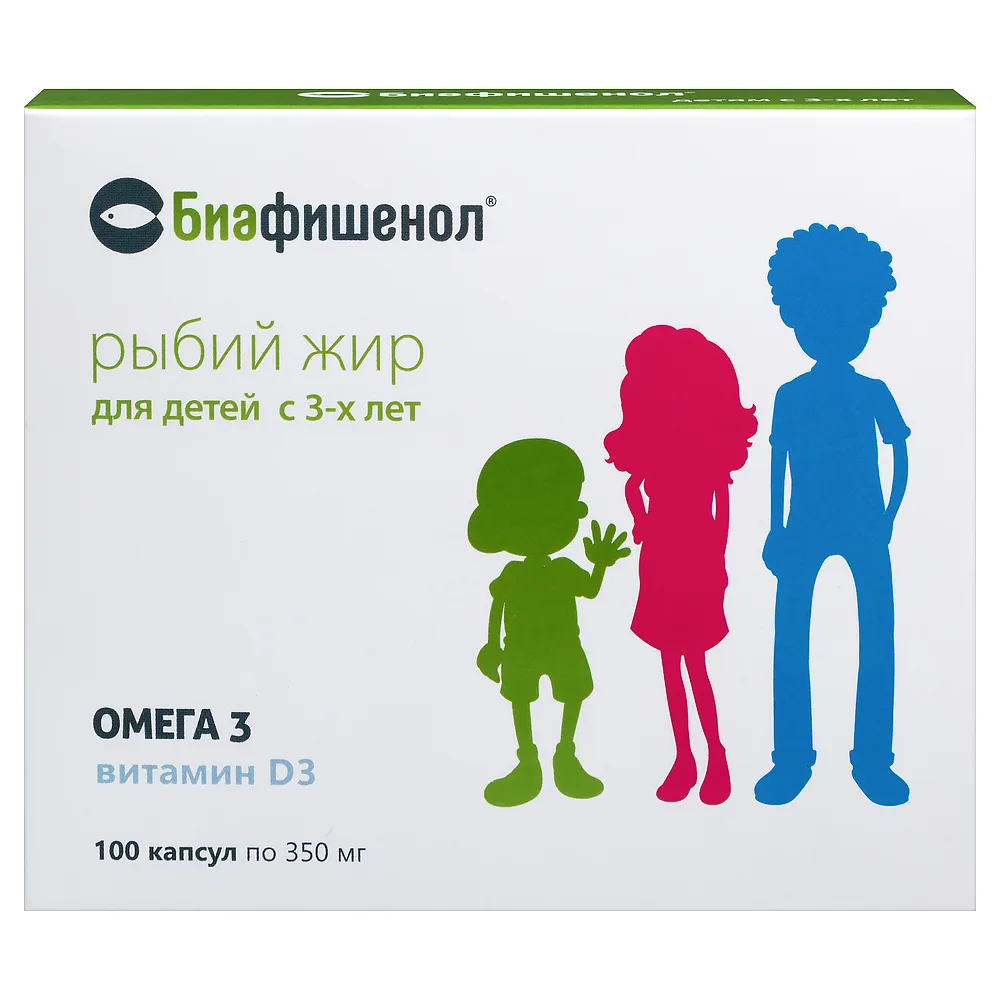 Biafishenol fish oil for children from three years 100 capsules 0.35 g