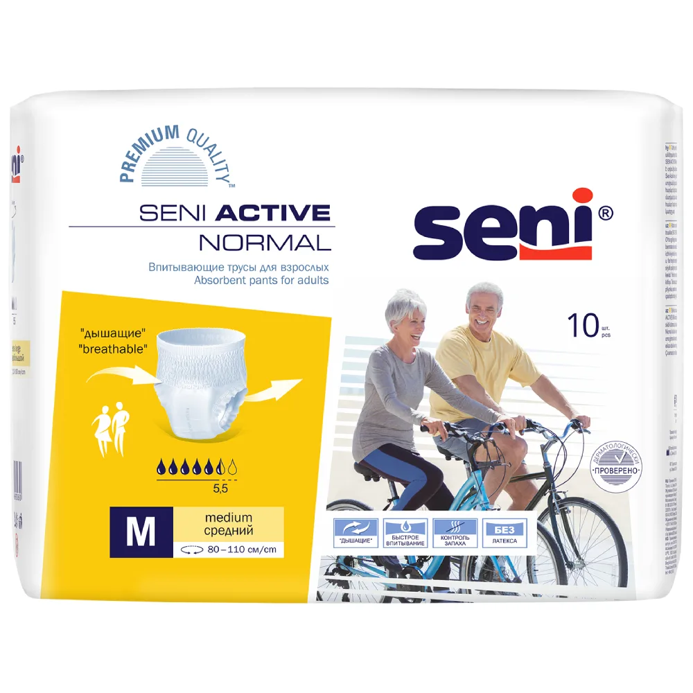 Seni Active Normal Absorbent Underwear Size Medium Waist Circumference 80-110 cm 10 pcs.