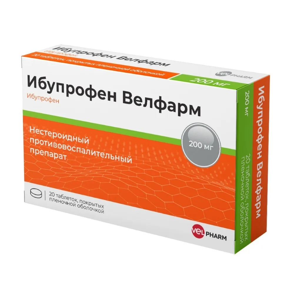 Ibuprofen Velpharm 200 mg 20 coated tablets blister