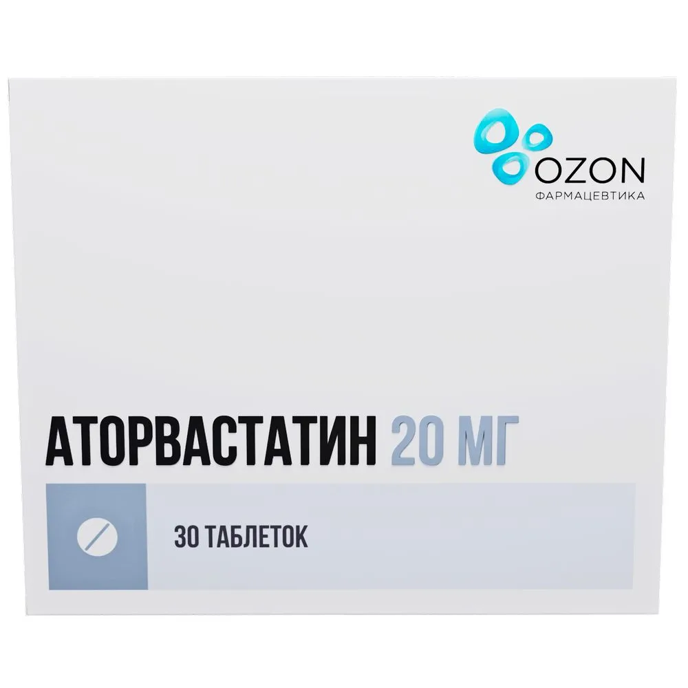 Atorvastatin 20 mg 30 coated tablets