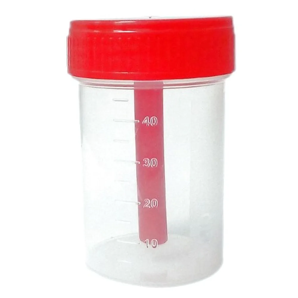 Disposable medical polymer non-sterile container with lid and spoon 60 ml