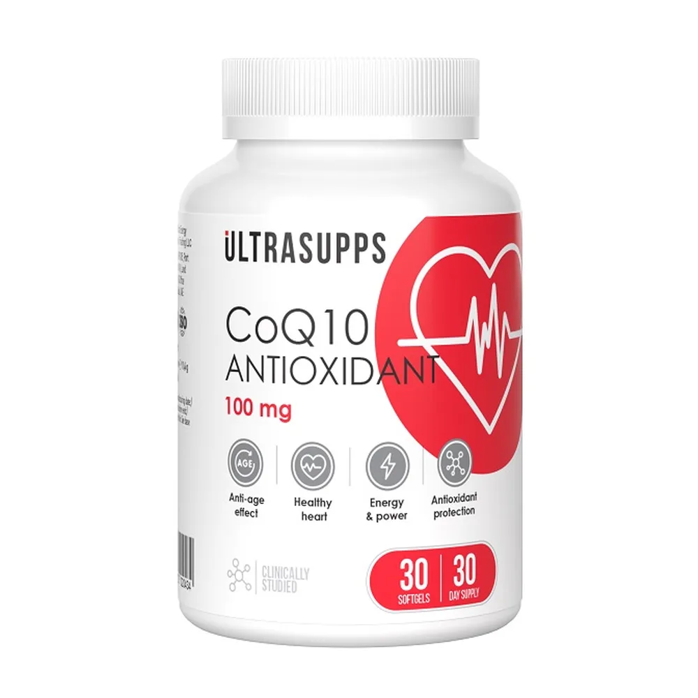 Ultrasupps coenzyme Q10 antioxidant 100 mg 30 capsules 380 mg/jar