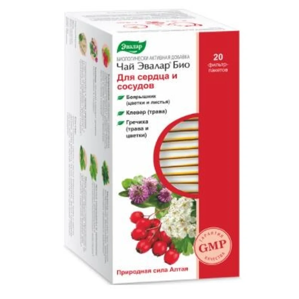 Evalar Bio Tea for Heart and Blood Vessels 1.5 g 20 pcs filter bags
