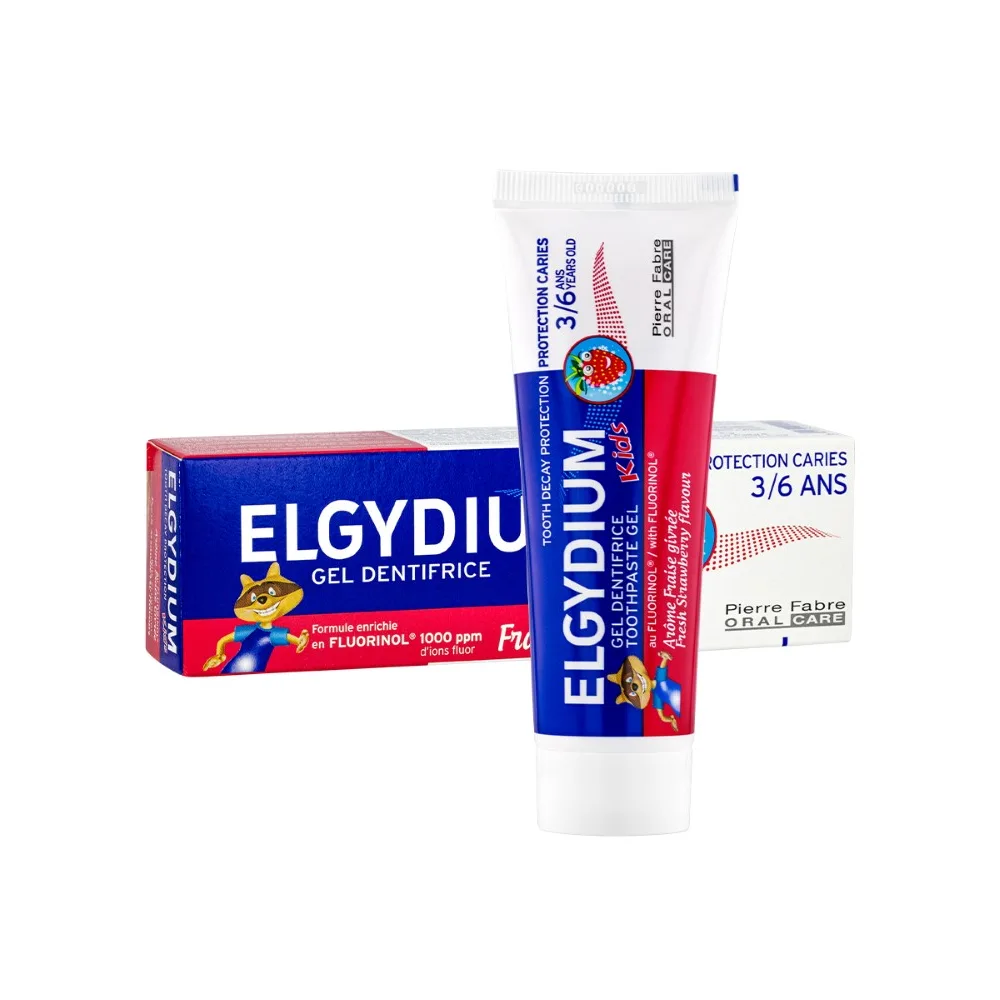 Elgydium Toothpaste Gel for Children Aged 3 to 6 Years Cavity Protection Fresh Strawberry Flavor 50 ml