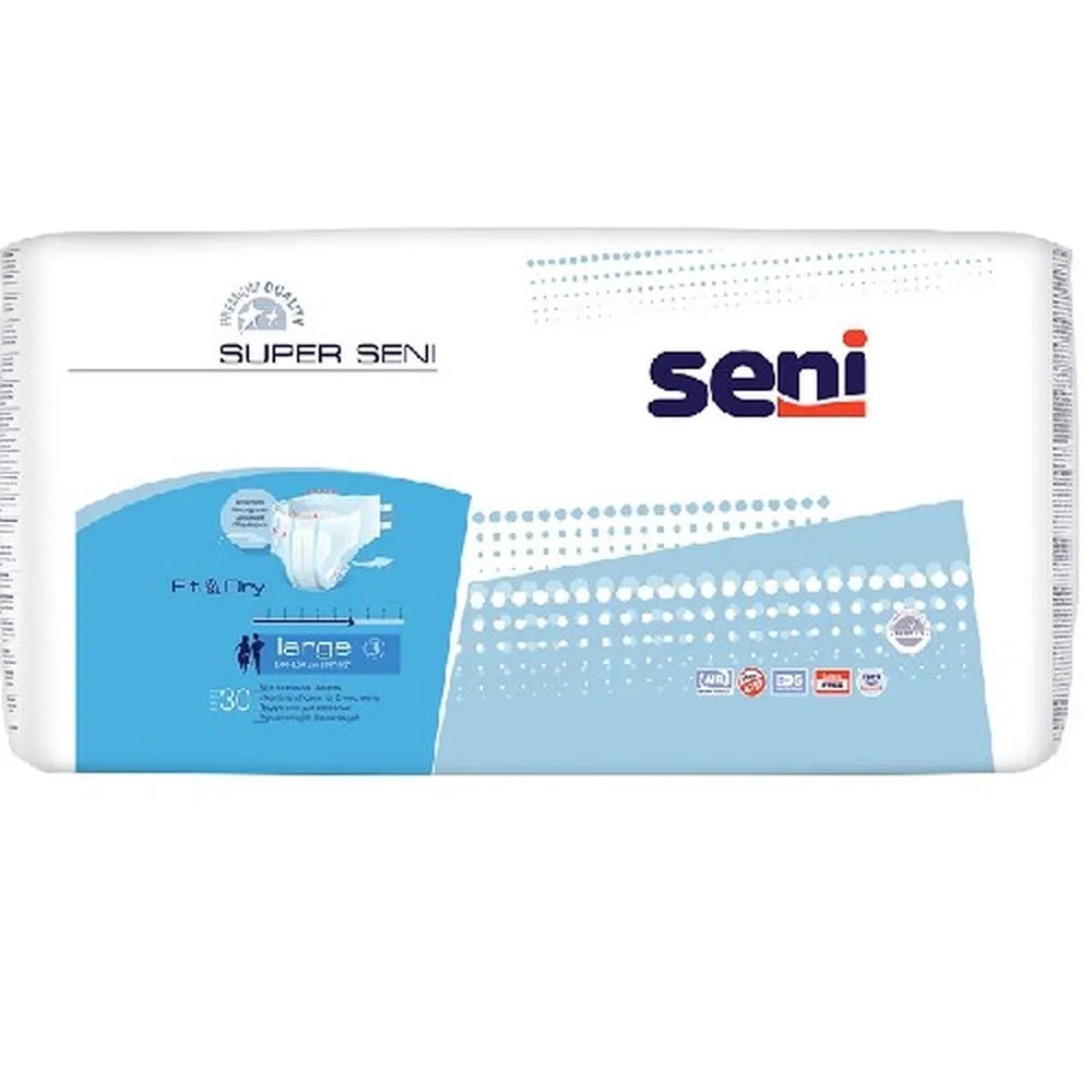 Seni Super Adult Diapers Size Large Waist Circumference 100-150 cm 30 pcs