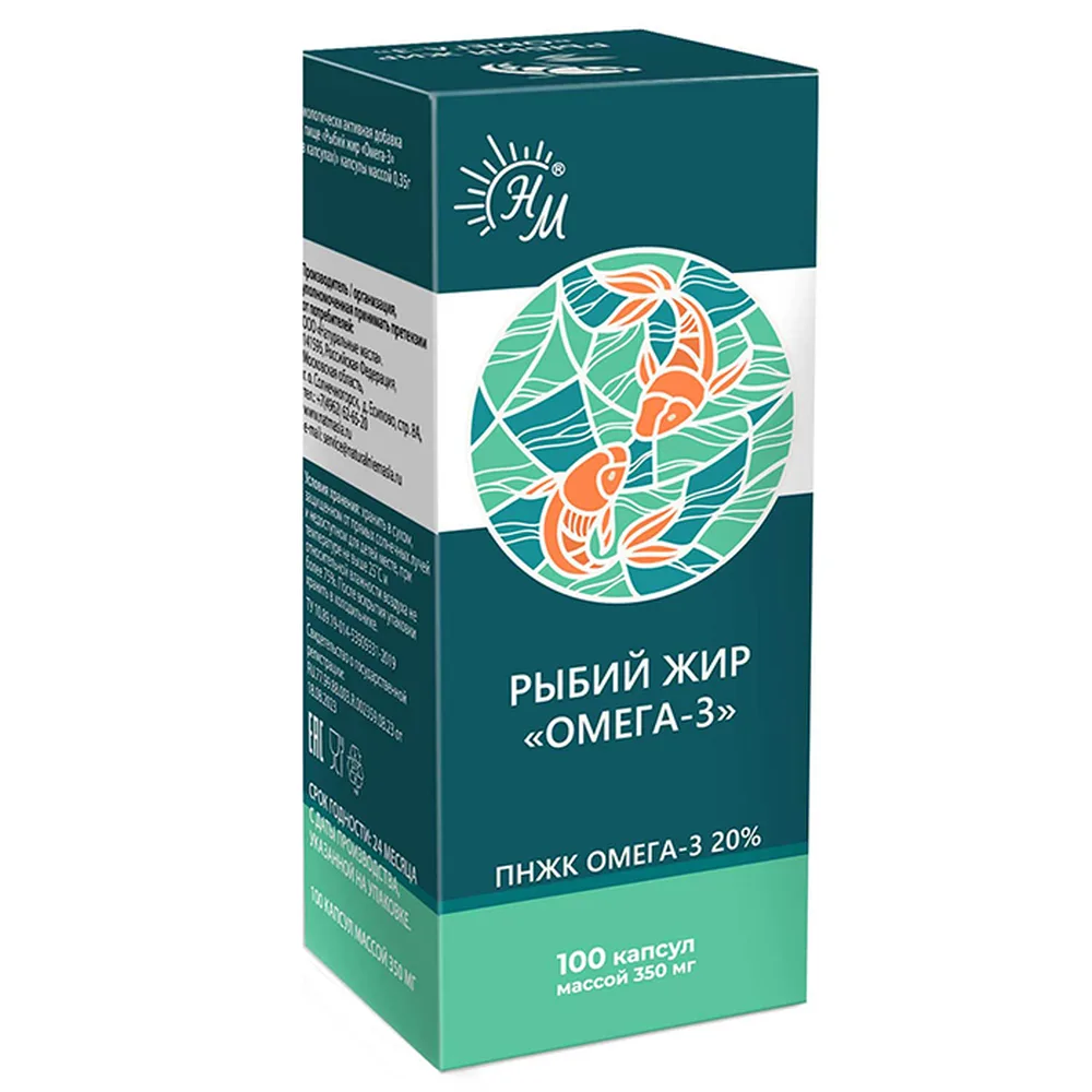 Natural Fish Oil Omega-3 100 Capsules 0.35 g