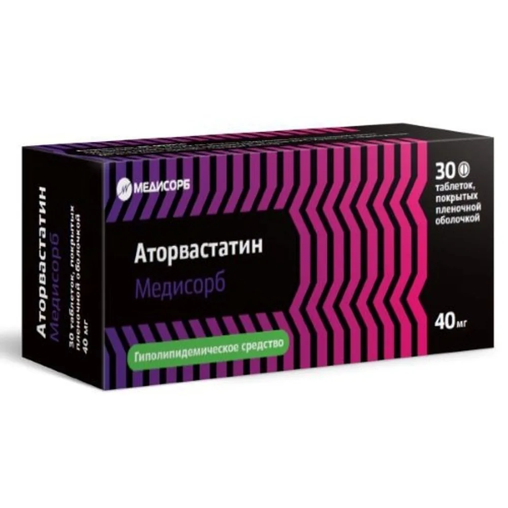 Atorvastatin Medisorb 40 mg 30 coated tablets