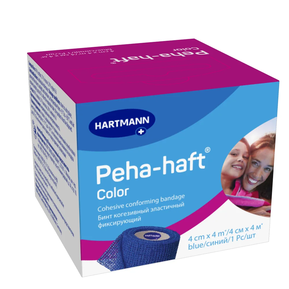 Peha-Haft Color Bandage 4 cm x 4 m / Blue Cohesive Elastic Fixative