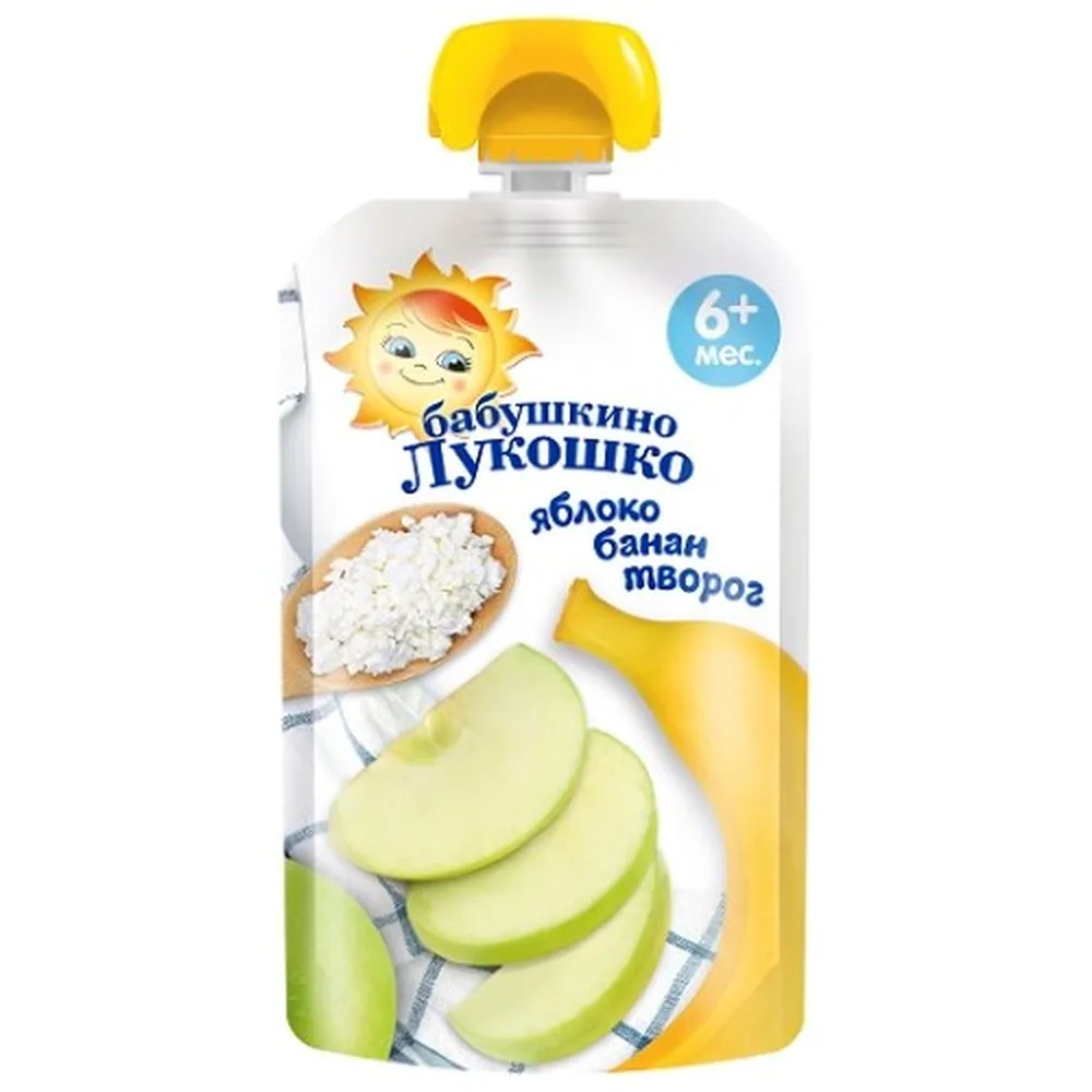 Babushkino Lukoshko Apple and Banana Puree with Cottage Cheese for Baby Food 90 g