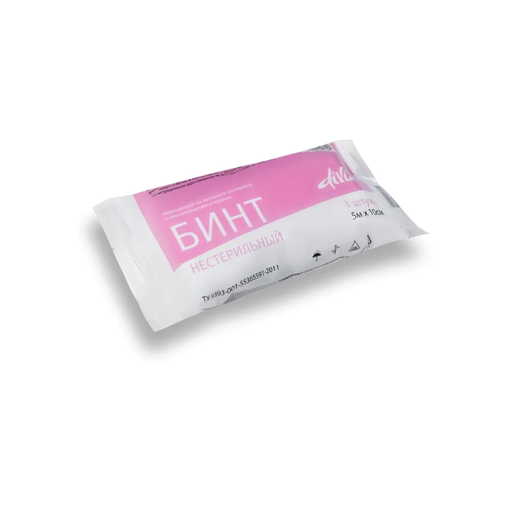 Non-Sterile Medical Bandage from Non-Woven Material with Non-Fraying Edges 5 m x 10 cm/divia