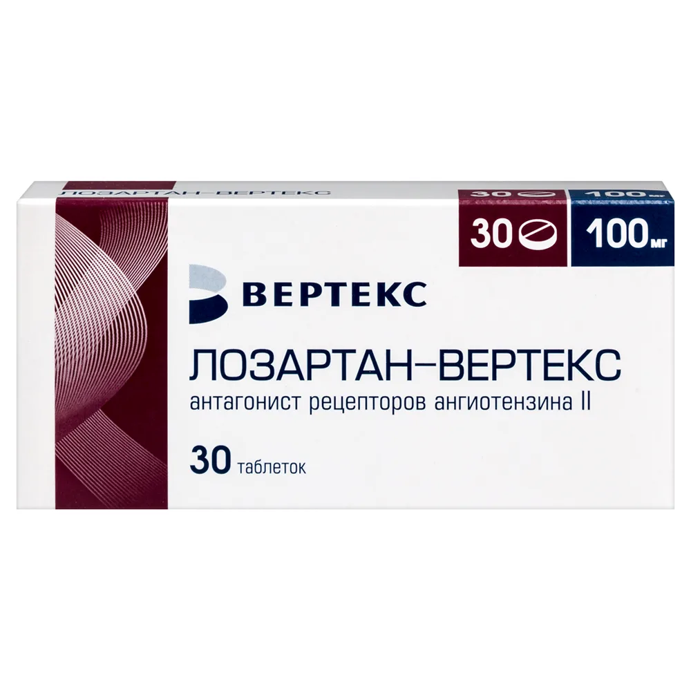 Losartan-Vertex 100 mg 30 coated tablets