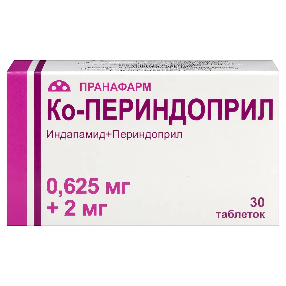 Co-Perindopril 0.625 mg + 2 mg 30 coated tablets