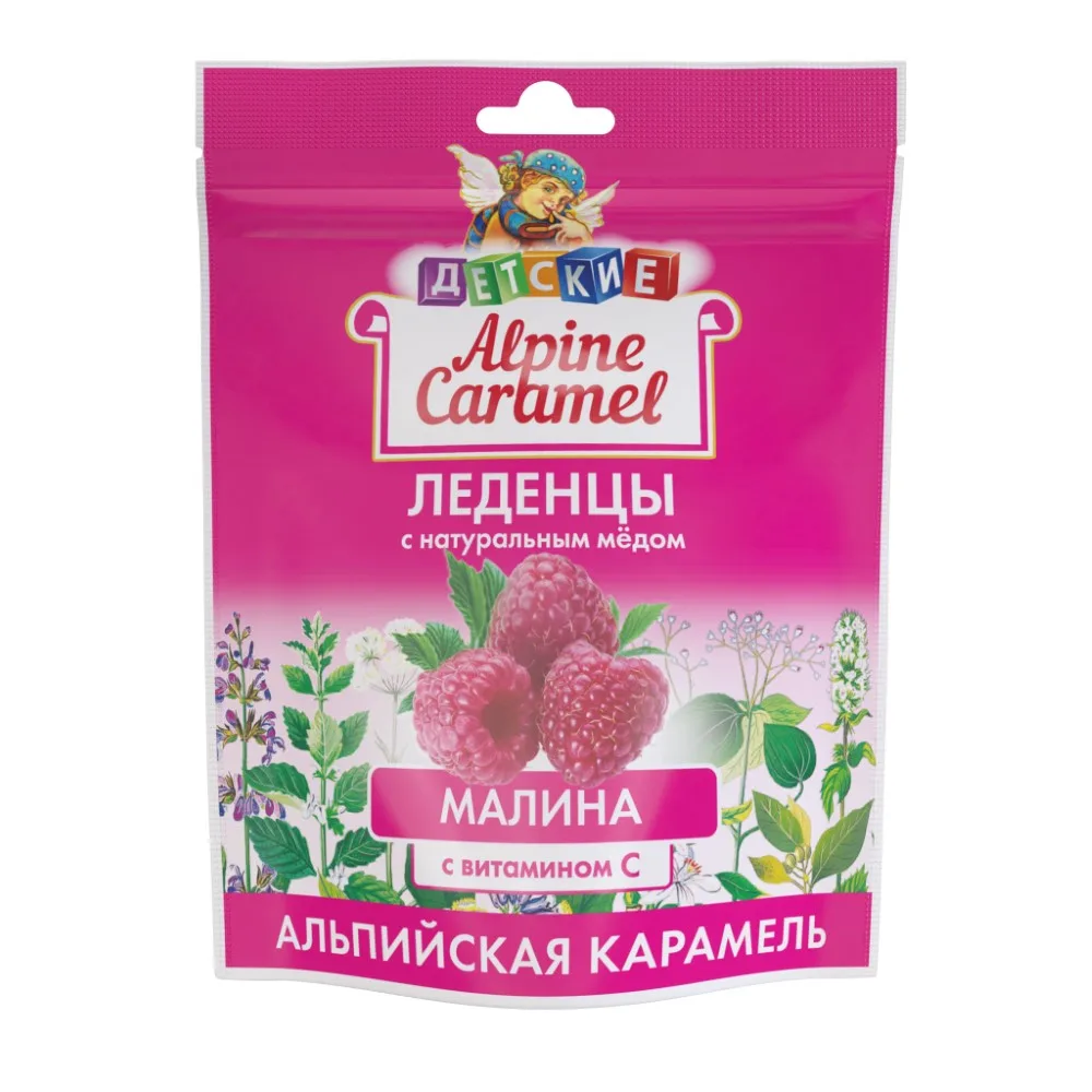 Alpine Caramel Children's Candies with Natural Honey and Vitamin C Raspberry Flavor 75 g