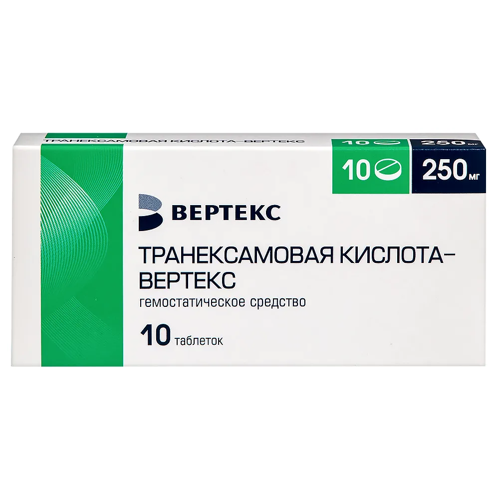 Tranexamic acid-Vertex 250 mg 10 coated tablets