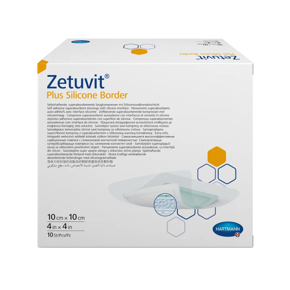 Zetuvit Plus Silicone Border Superabsorbent Dressing 10x10 cm 10 pcs.