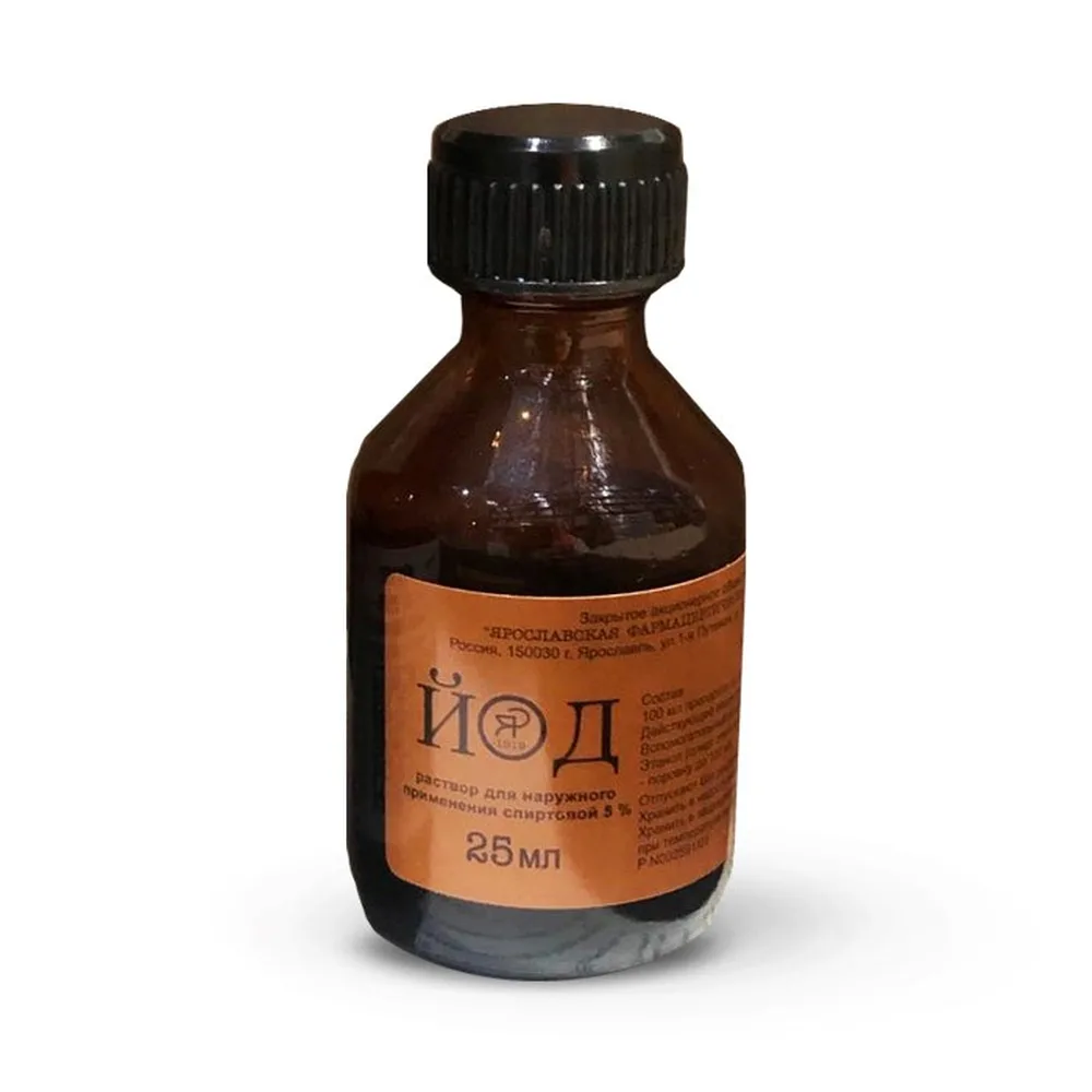Iodine 5% solution for external use, alcohol, 25 ml